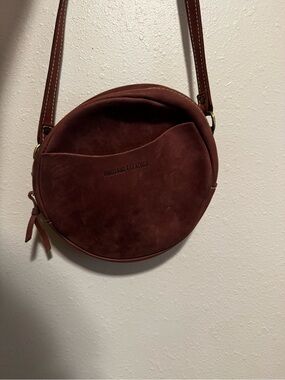 Portland Leather Round Crossbody Bag in Deep Burgundy